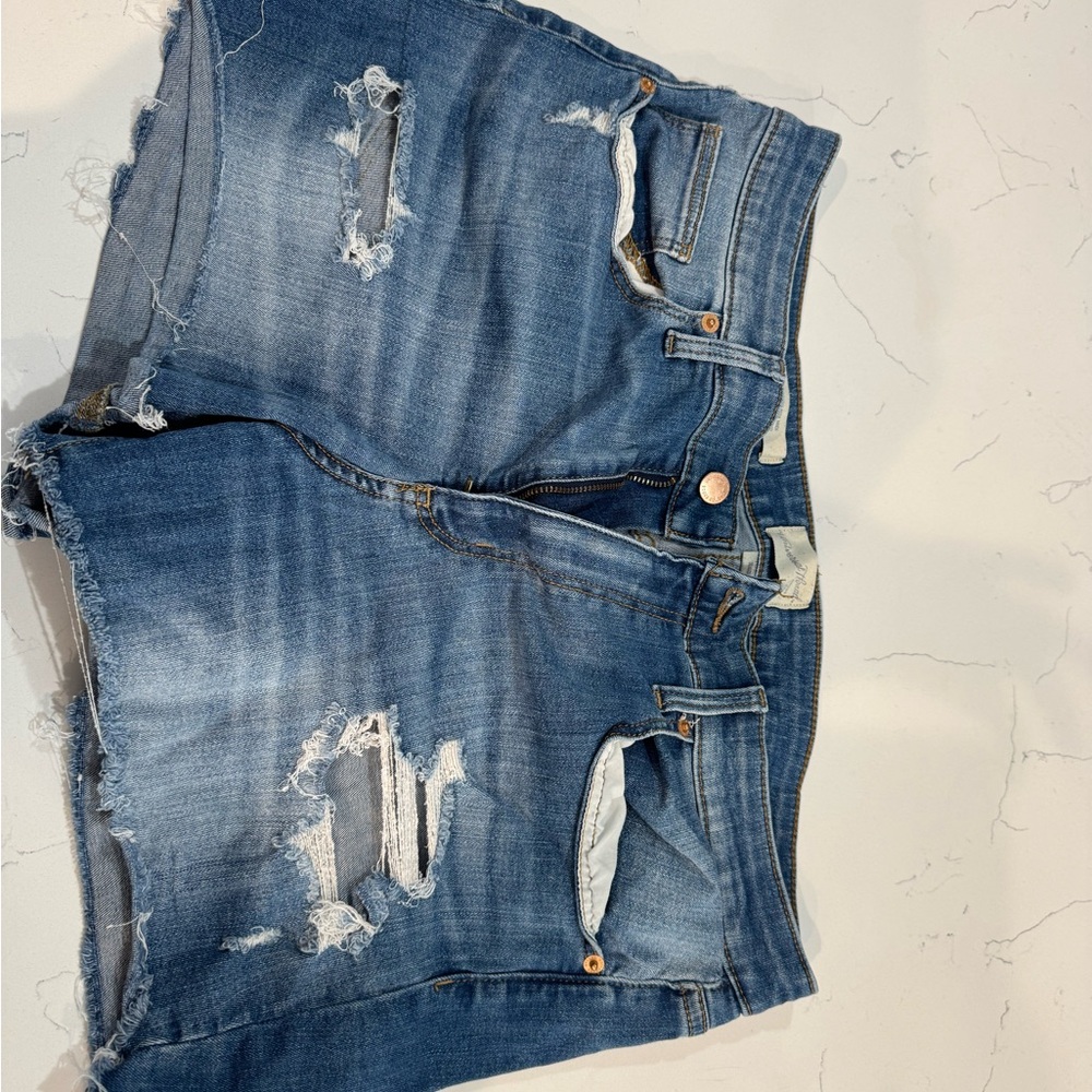 American Threads Ripped Blue Jean Shorts